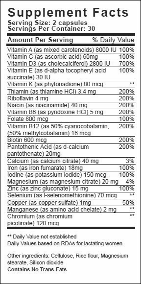 Nursing Postnatal Multi-Vitamin Ingredients